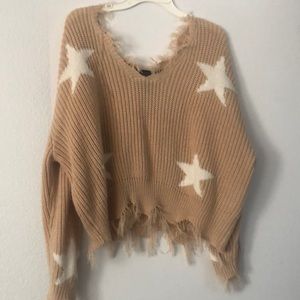 Cute frayed off the shoulder sweater